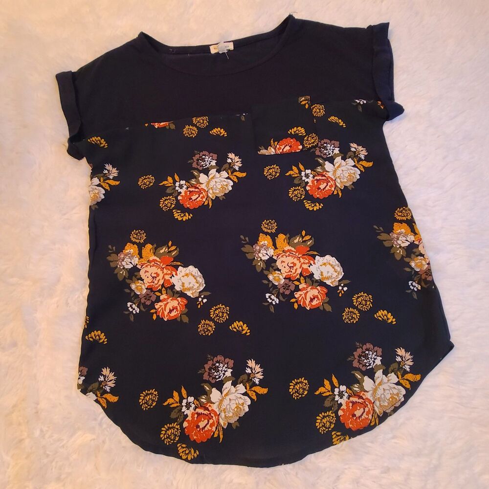 Mason & Belle Stitchfix Shirt Womens S Peasant Top Boho Short Sleeve Floral